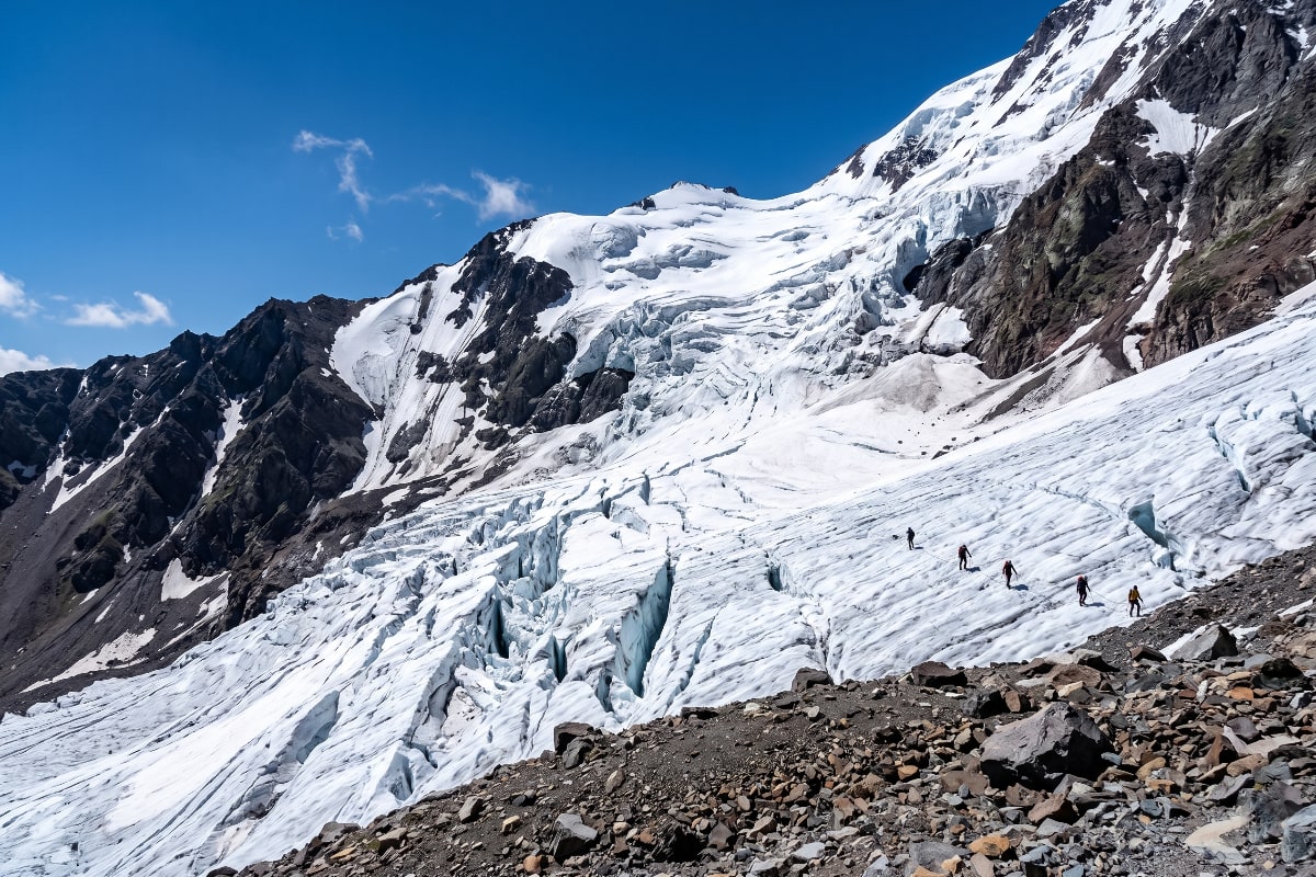 Alpine glacier on the slopes of Mount Kazbek