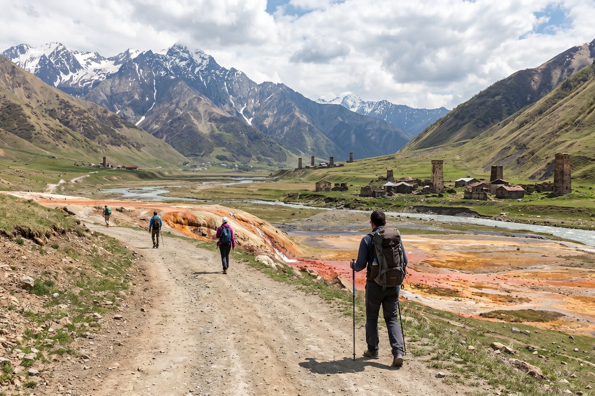 The otherworldly landscape of Truso Valley with travertine pools